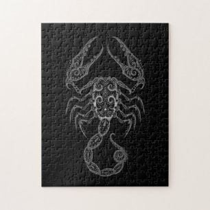 Intricate Gray Scorpio Zodiac op zwart Legpuzzel