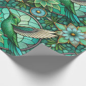 Intricate green and teal stained glass-style cadeaupapier (Hoek)