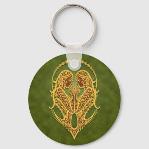 Intricate Green Tribal Gemini Sleutelhanger