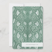 Intricate Leaf Frame on Green Wedding Invitation (Dos)