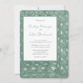 Intricate Leaf Frame on Green Wedding Invitation Kaart (Voorkant)