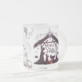 Intricate Nativity Frosted Glass Festive Peace Mug (Devant droit)
