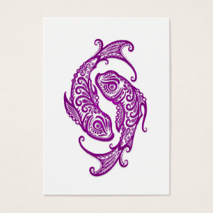 Intricate Paarse Pisces Zodiac op White Visitekaartje