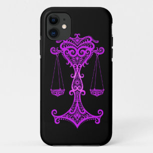 Intricate Paarse Weegdierentuin op zwart iPhone 11 Hoesje