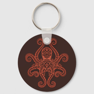 Intricate Red Octopus Sleutelhanger