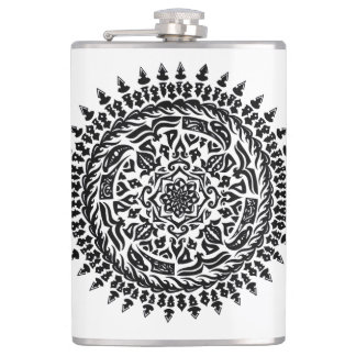 Intricate Tribal Mandala Sacred Geometry Flask Heupfles