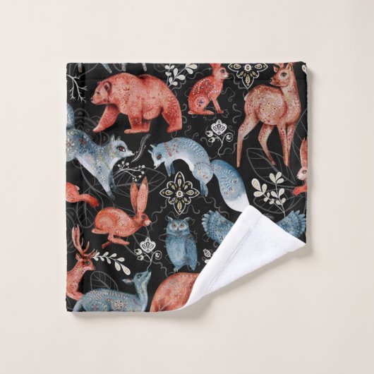  Intricate woodland animals pattern (Gant de toilette)