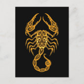 Intricate Yellow Scorpio Zodiac op zwart Briefkaart (Voorkant)