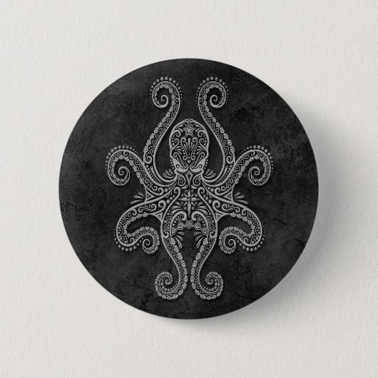 Intriciteit donkersteen octopus ronde button 5,7 cm (Voorkant)