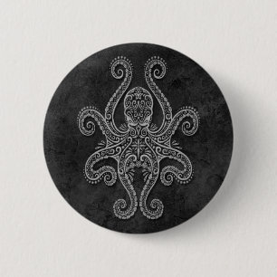 Intriciteit donkersteen octopus ronde button 5,7 cm