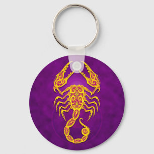Intriciteit Paars en geel tribaal Scorpio Sleutelhanger