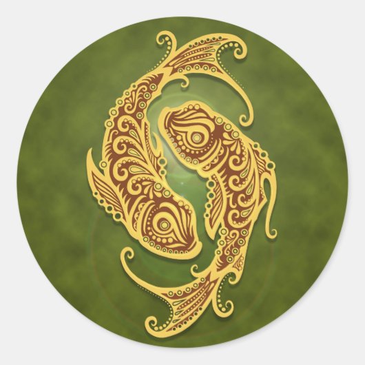 Intriciteitsgestuurde groene stammenstammen ronde sticker (Voorkant)