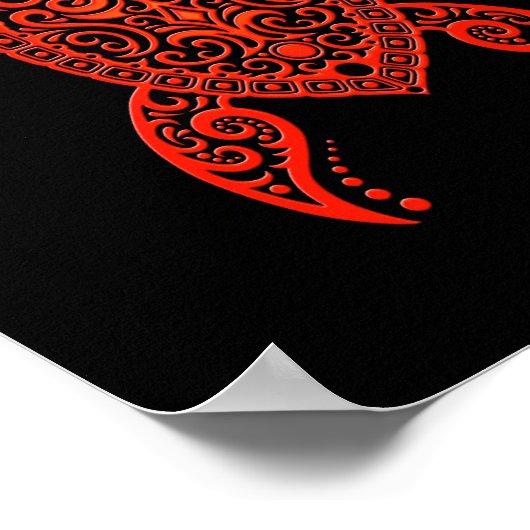 Intriciteitsschildpad voor zwart en rood Zee Poster (Hoek)