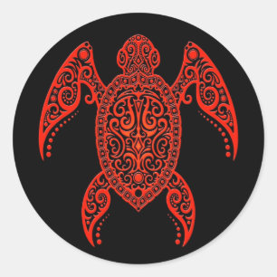 Intriciteitsschildpad voor zwart en rood Zee Ronde Sticker