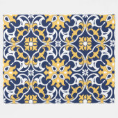 Intricotblauw goudwit Marokkaanse arabesque ogee Fleece Deken (Voorkant (Horizontaal))