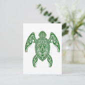Intrict Green Zee Turtle on White Briefkaart (Staand voorkant)