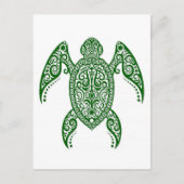Intrict Green Zee Turtle on White Briefkaart (Voorkant)