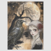 Intrigerende Fantasy Gothic Raven & Girl Tissuepapier (Voorkant)
