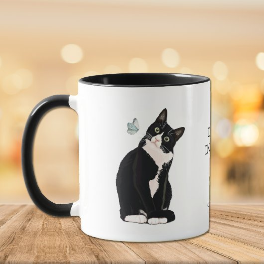 Intriguant la vie Chat Noir Papillon de café Mug