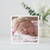 Intro classique | Faire-part bébé rose (Debout devant)