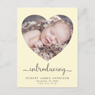 Introductie Foto's Gele Baby Geboorte Aankondigingskaart