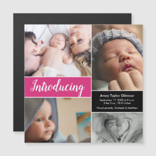 "Introductie" magnetische Baby Birth Ann Uitnodiging