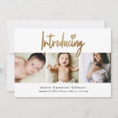 Introductie van Baby Gold Script Aangepaste foto's Aankondiging (Voorkant)