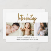 Introductie van Baby Gold Script Aangepaste foto's Aankondiging (Voorkant / Achterkant)