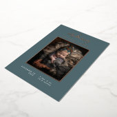 Introductie van Baby Photo Modern Blauwgroen Geboo Folie Uitnodiging (Gedraaid)