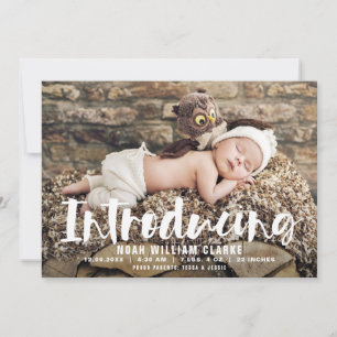 Introductie van Brush Script Photo Baby Aankondigi Aankondiging