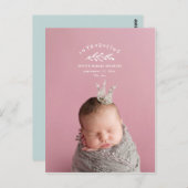 Introductie van de geboorteaankondiging van de fot briefkaart (Voorkant / Achterkant)