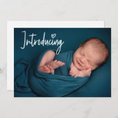 Introductie van de handlettering Custom Baby Boy F Aankondiging (Voorkant / Achterkant)
