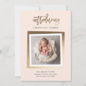 Introductie van de moderne Gold Script Baby Photo Aankondiging (Voorkant)