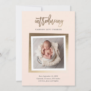 Introductie van de moderne Gold Script Baby Photo  Aankondiging