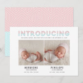 Introductie van de moderne grafische geboorte aankondiging (Voorkant / Achterkant)