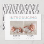 Introductie van de moderne grafische geboorte aankondiging (Voorkant / Achterkant)