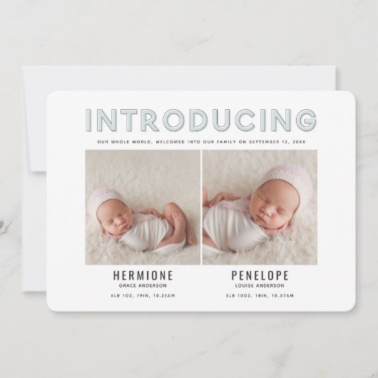 Introductie van de moderne grafische geboorte aankondiging (Voorkant)