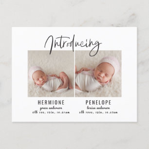 Introductie van de tweelingaankondiging uitnodiging briefkaart