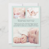 Introductie van Foto's Baby Birth Mint Aankondiging (Achterkant)