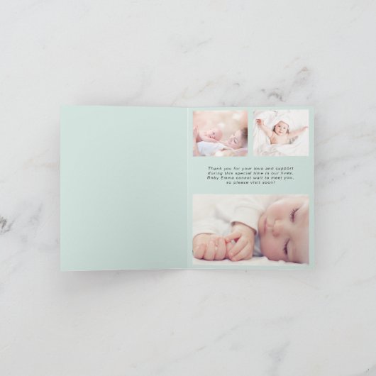 Introductie van Foto's Baby Mint Birth Aankondiging (Binnen)