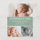Introductie van Green Baby Photos Geboorteaankondi Aankondigingskaart (Voorkant)