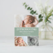 Introductie van Green Baby Photos Geboorteaankondi Aankondigingskaart (Staand voorkant)