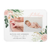 Introductie van multi foto blush roze bloemengeboo magneet (Horizontaal)