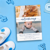 Introductie van Navy Script Photo Baby Aankondiging