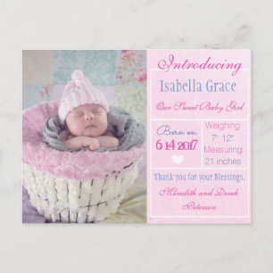 Introductie van nieuwe baby meisje aankondiging Br