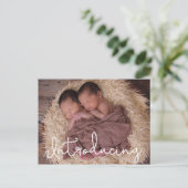 Introductie van Script Twin baby Geboorteaankondig Briefkaart (Staand voorkant)
