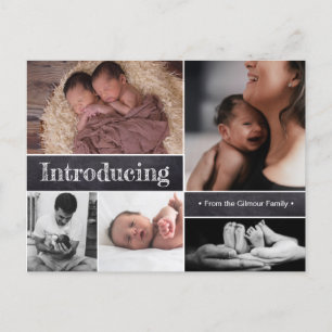 Introductie van Twins Foto Collage Baby boys Aankondigingskaart