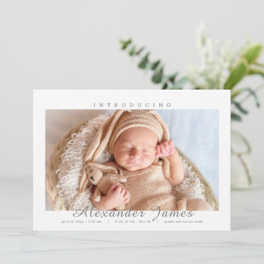 Introduction à la naissance Faire-part de naissanc (Debout devant)