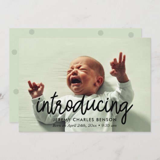 Introduction - carte photo faire-part de naissance (Devant / Derrière)