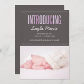 INTRODUCTION | FAIRE-PART DE NAISSANCE (Devant / Derrière)